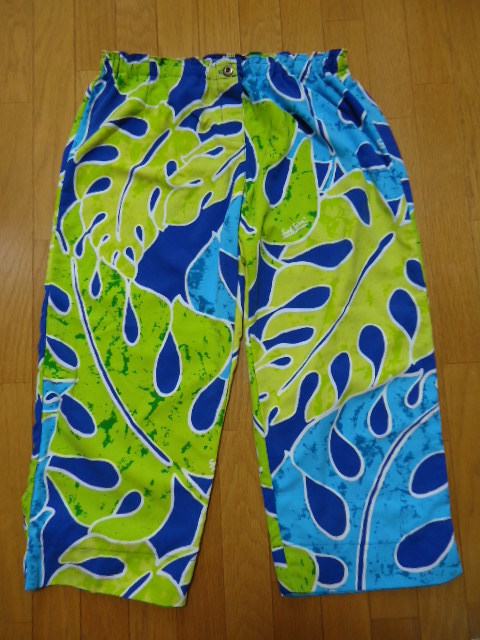 即決　ハワイ　Surf Line　サーフライン　ロングパンツ　水・紺・緑色　葉っぱ柄　Ｍ　女性　　_画像1