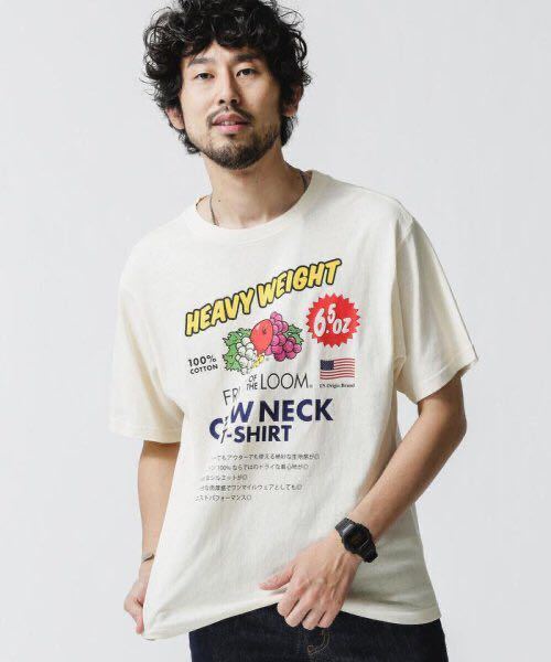 ナノ・ユニバース FRUIT OF THE LOOM/別注FTLビッグロゴTシャツ　M_画像1