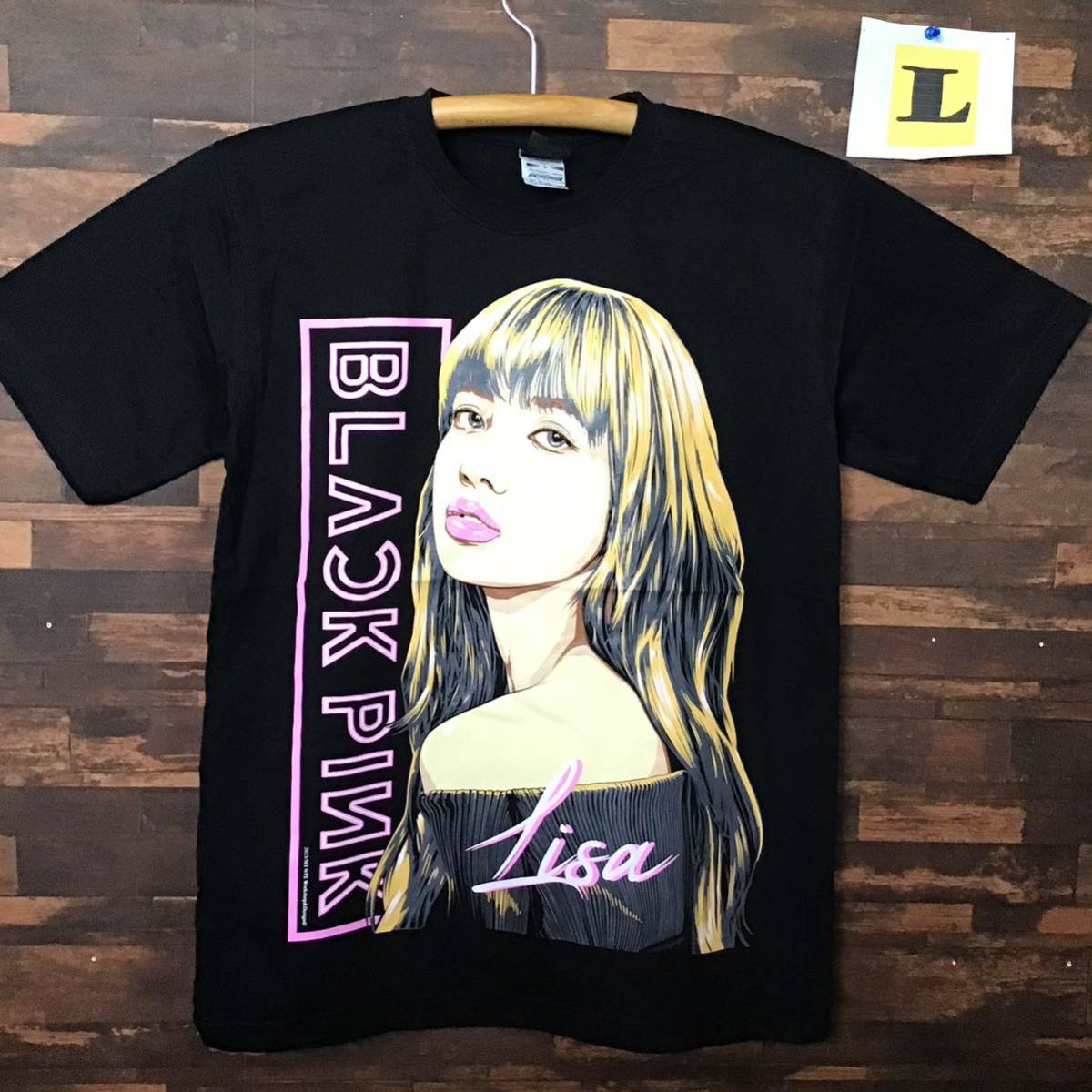 ブラックピンク LiSA リサ Tシャツ Lサイズ black pinkの画像1