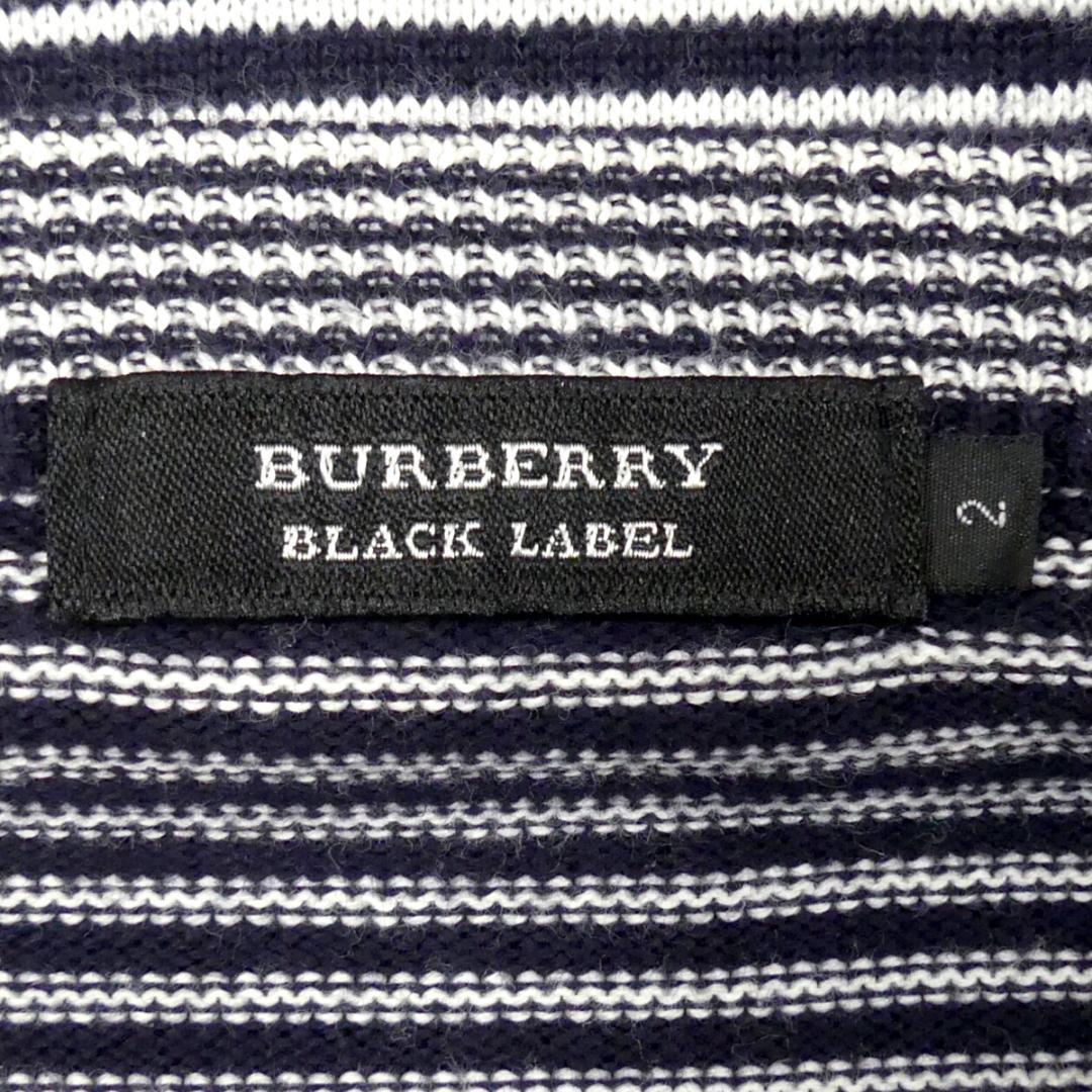 即決★BURBERRY BLACK LABEL★メンズM 廃版 ニット セーター バーバリーブラックレーベル 2 ボーダー Vネック 三陽商会正規 ナイト刺繍_画像6