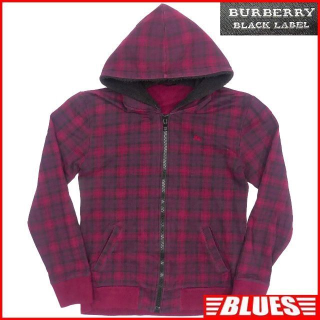 即決★BURBERRY BLACK LABEL★メンズM 廃版 パーカー バーバリーブラックレーベル 2 赤 スウェット 三陽商会 ジャケット フーディー