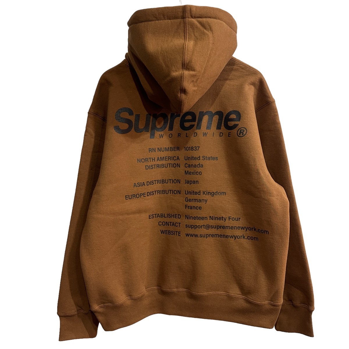 【美品】サイズM シュプリーム SUPREME　 23SS Worldwide Hooded Sweatshirt ワールドワイドスウェットパーカー 8065000138124