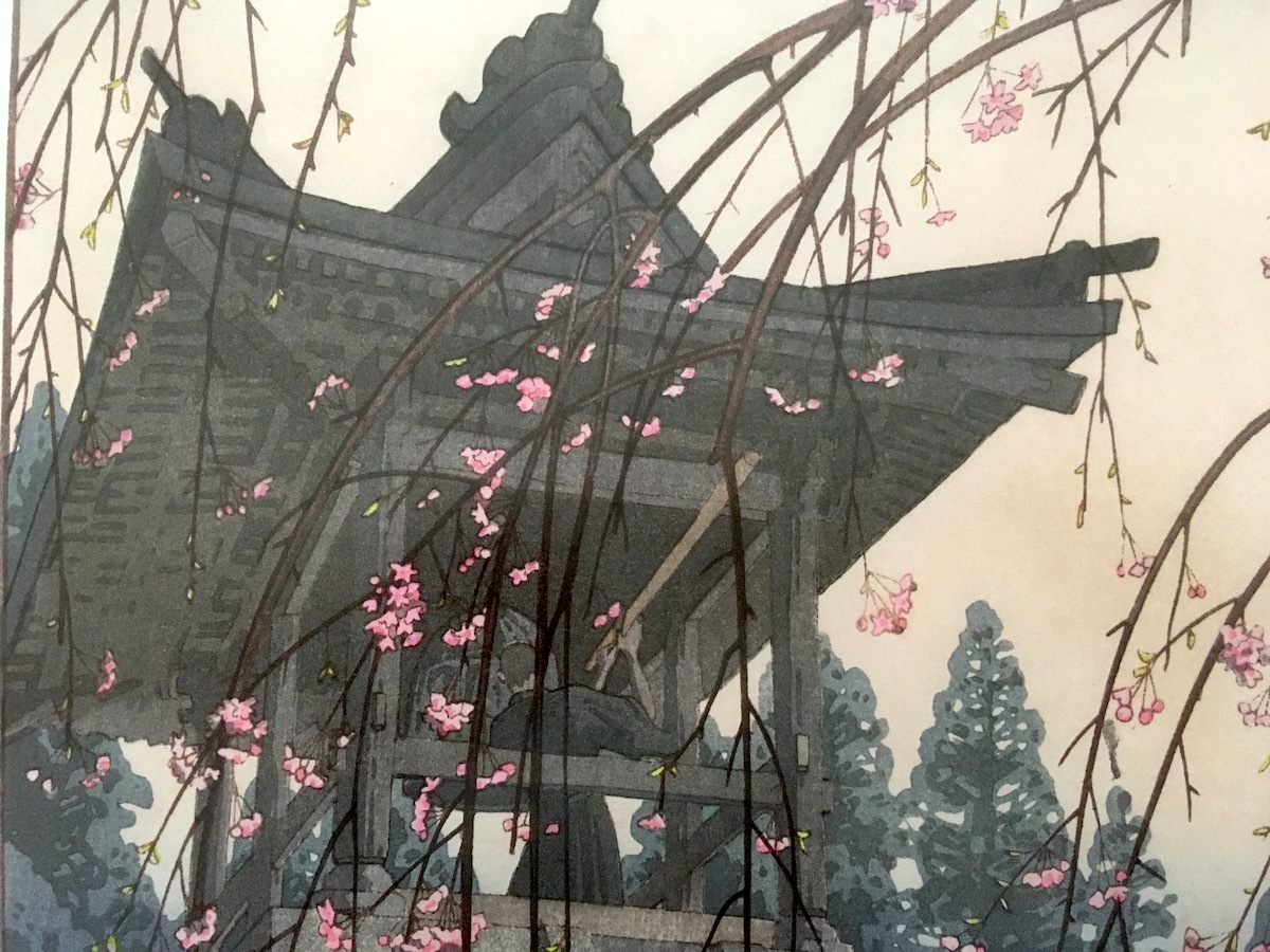 吉田遠志 1951年作「釣鐘堂」 額装品 平林寺_画像5