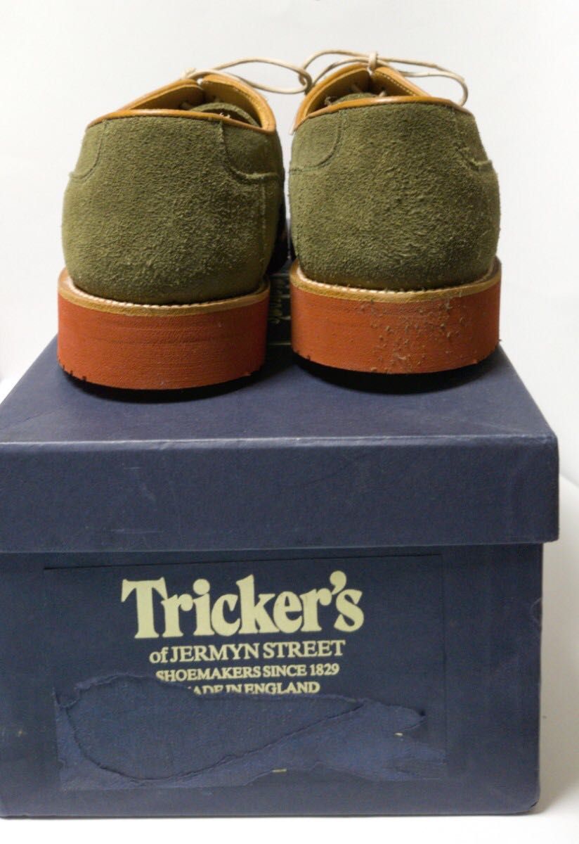 新品 送料無料 トリッカーズ Trickers UK7.5 26cmから26.5cm ウィズ5 スエード オリーブ ビブラム