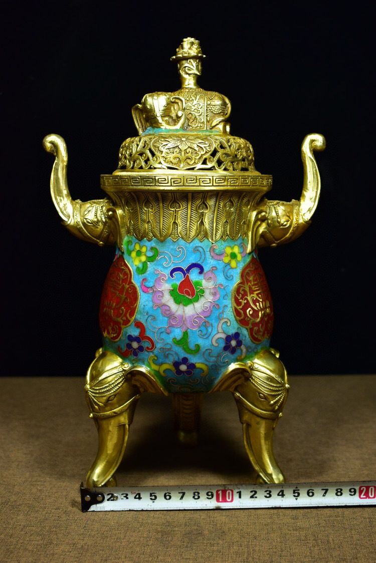 蔵友館蔵品・銅製・景泰藍・琺瑯彩・武財神像】・希少珍品・置物・賞物