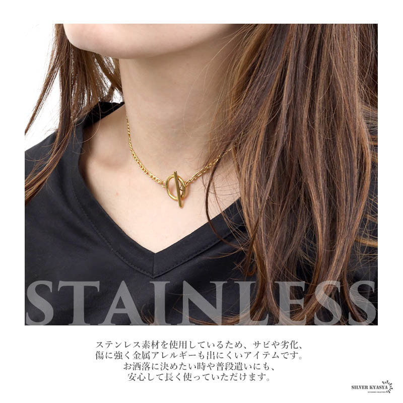 レディースネックレス 喜平チェーン フィガロ ステンレス 18k マンテル シルバー ゴールド gold (ゴールド、45cm)_画像5