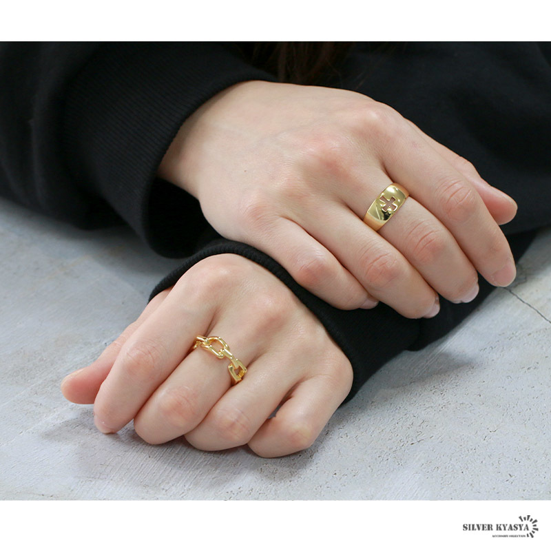  black sling silver 925 ring Gold silver 10 character . ring 18K GP free size open ring ( silver )