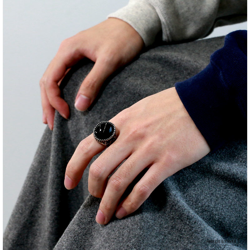 オニキスリング ステンレス 指輪 印台 リング ごつめ ゴシックリング