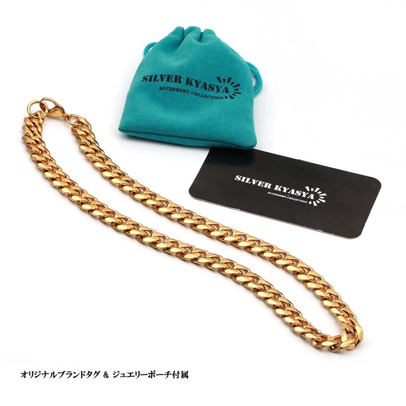 喜平チェーンネックレス 18k gp ゴールド 6面カット 幅11mm 長さ45cmチェーンネックレス 金色 (60cm)_画像5