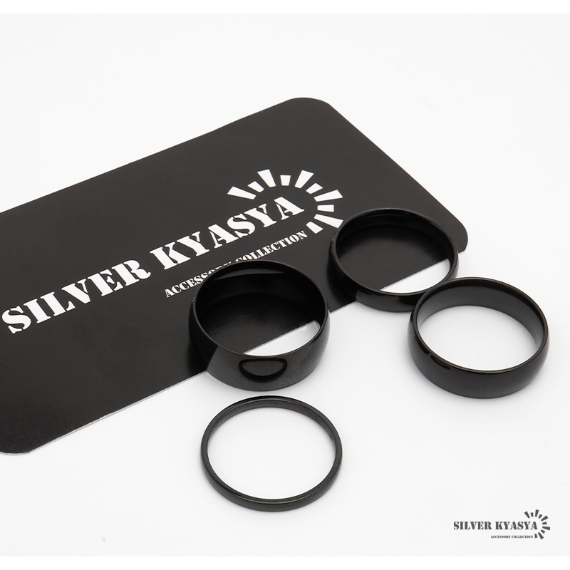 ブラックリング シンプルリング ステンレスリング 黒 指輪 甲丸リング ドーナツ型 金属アレルギー対応 (6mm幅、9号)_画像9