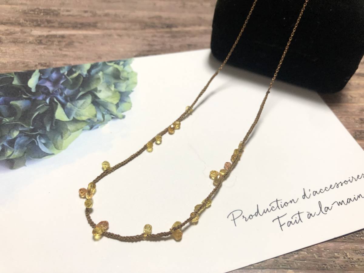 MAISON RUBUS. drops necklace メゾンルーバス 天然石　K10 シルク　ドロップ　ネックレス