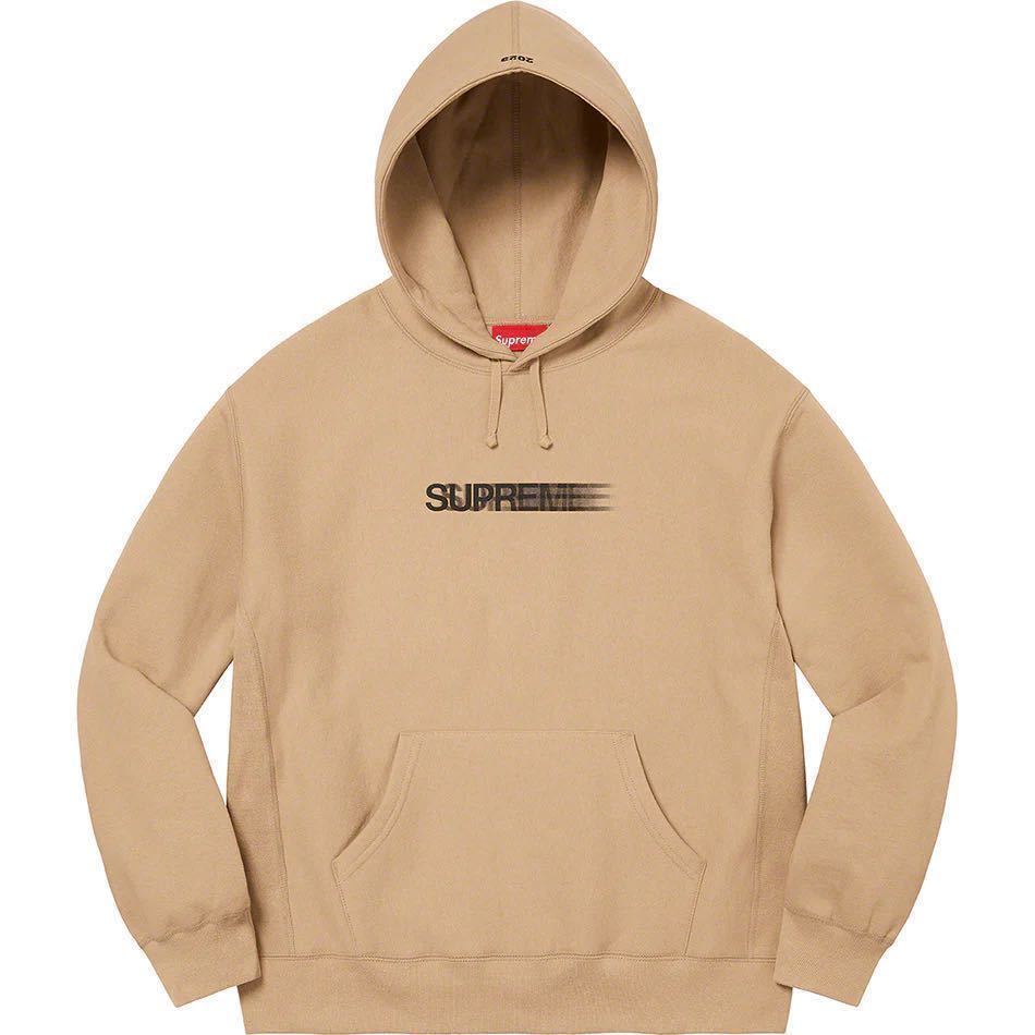 【新品未使用】 23SS 新作 新品 Supreme シュプリーム MOTION LOGO HOODED SWEATSHIRT モーションロゴ フーディー スウェットパーカーTAN_画像1