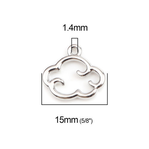コネクターチャーム雲（2個入り）シルバーカラーのアクセサリーパーツ　雲型ネックレスブレスピアスパーツ／15mm×14mm_画像3