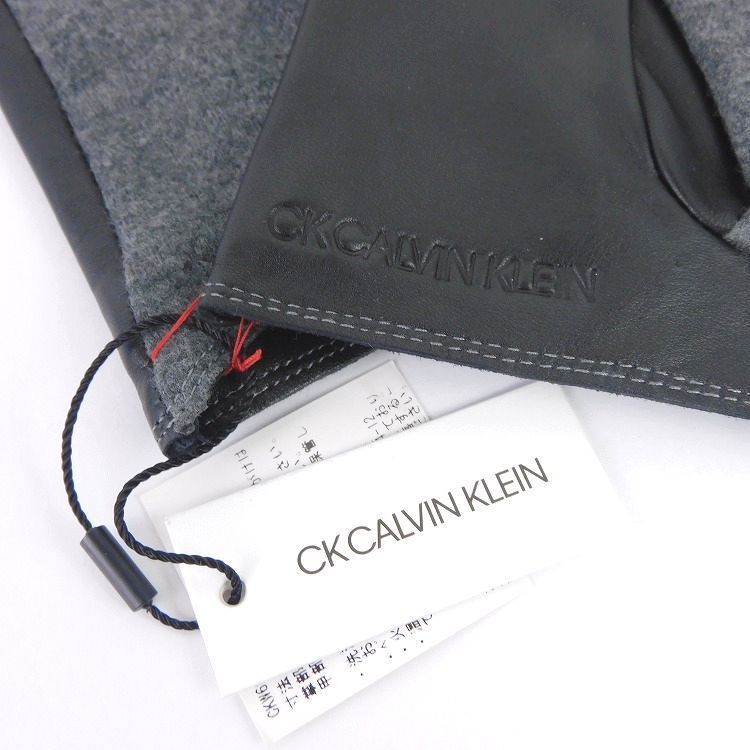 新品 1円～ カルバンクライン 手袋 レディース グレー 21cm 羊革/毛100% 裏起毛トリコット CK CALVIN KLEIN 【B1075】_画像6