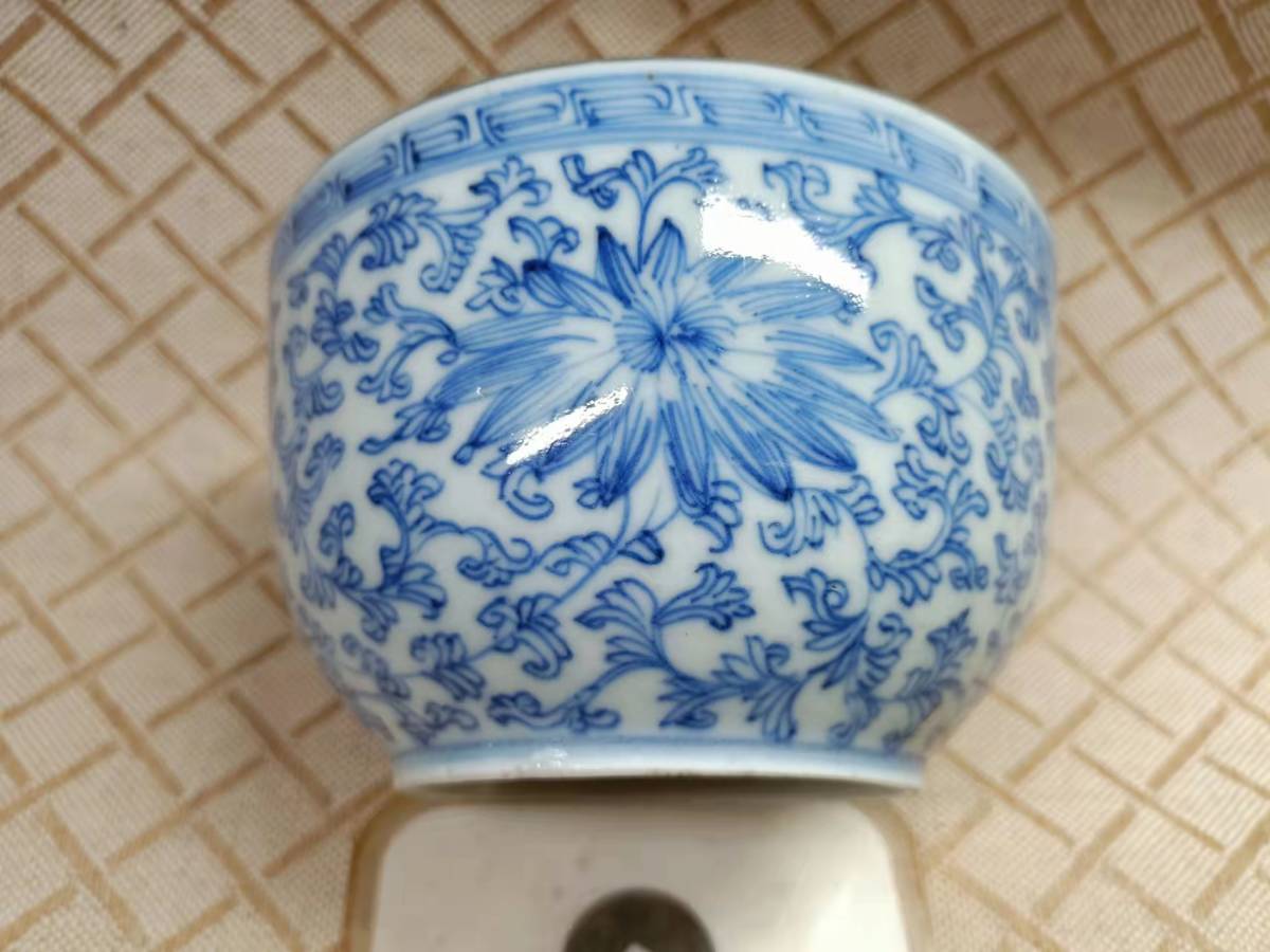中国 唐物 古瓷 時代物 茶道具 明代青花花卉紋碗-
