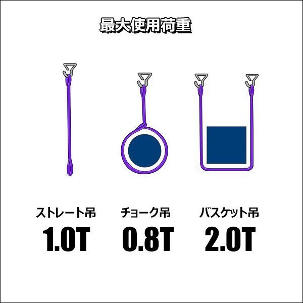 ベルトスリング CE規格品 ナイロンベルトスリング 25mm×2m ストレート吊1T [1本] 両端アイ型/11_画像7