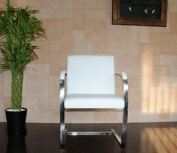 ブルーノチェア イタリアンレザー本革仕様 色ホワイト ミース・ファン・デル・ローエ作 Brno Chair ダイニングチェア