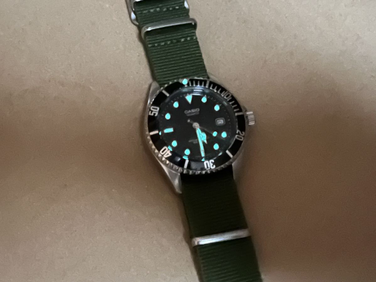 CASIO MTD-1043 サブマリーナタイプ　メンズ腕時計　NATOベルト仕様　蓄光スーパールミノバタイプ　激レア　コレクターズアイテム