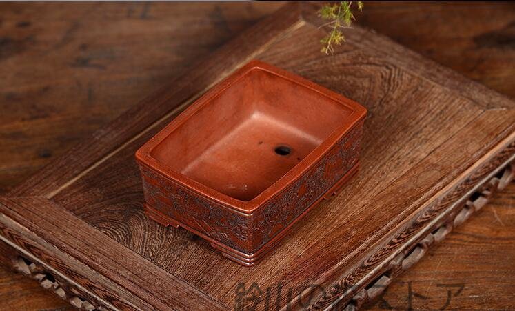  purple sand purple mud bonsai pot plant pot angle pot landscape scenery comming off carving purple mud . four angle handmade hand made height 5.2 * long 15.3* calibre 11cm