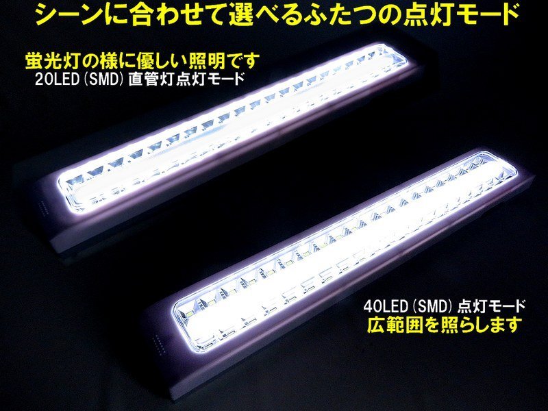 ジャンク品 特価 LEDライト 充電式ランタン 60LED搭載 40LED直灯 20LED間接灯モード 2パターン発光 ランプ キャンプ アウトドア 防災 釣り_画像3