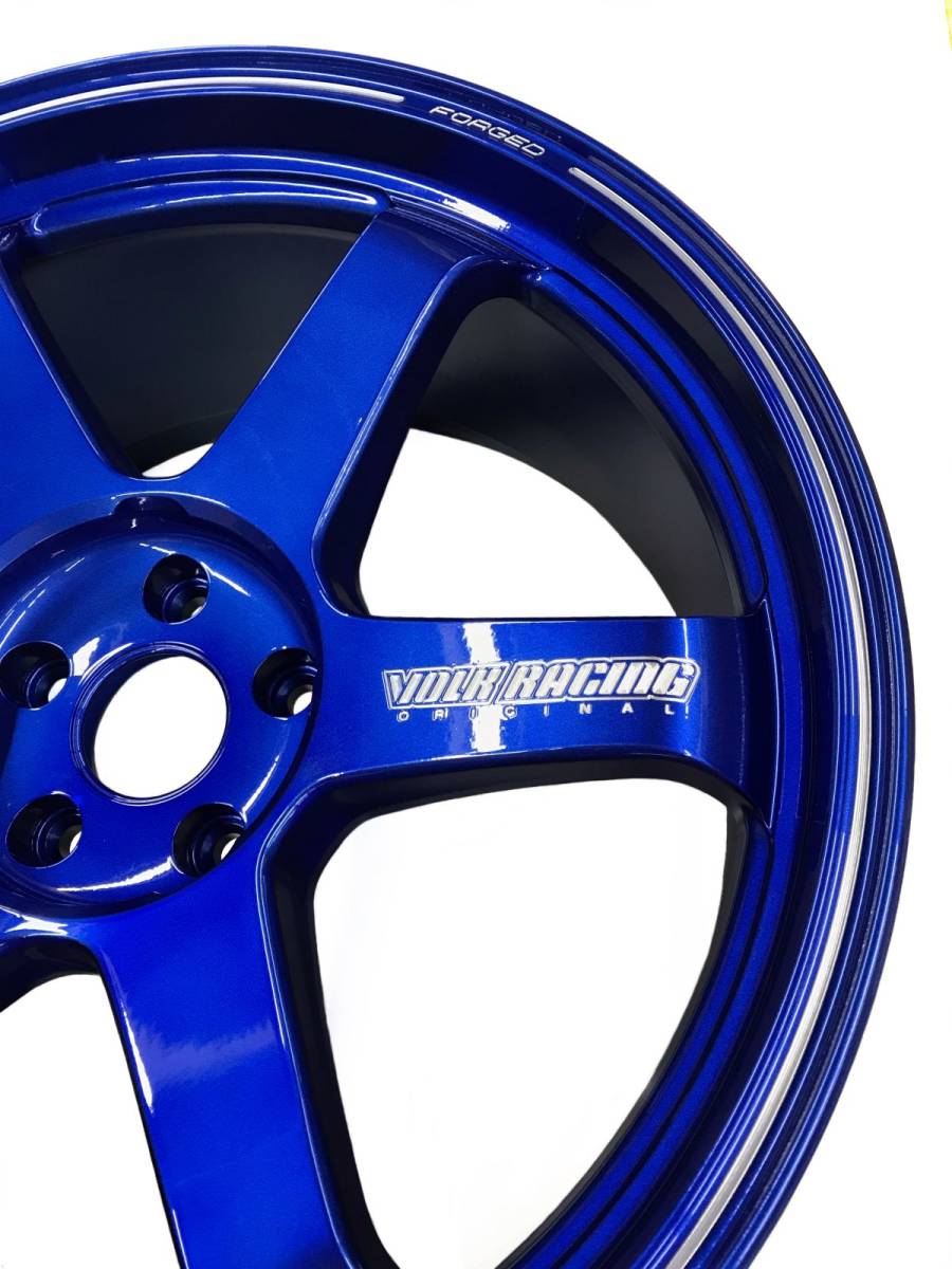 税込 RAYS レイズ VOLKRACING TE37 ULTRA ホイールセット 20インチ 9.5J 10.5J ハイパーブルー 1台分 06-21y チャージャー 即納 在庫品_画像2