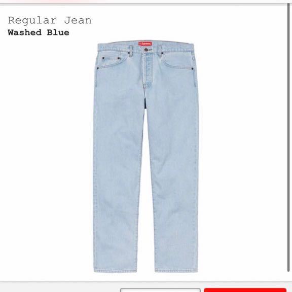 Supreme Regular Jean Washed Blue 34 2020 fw シュプリーム