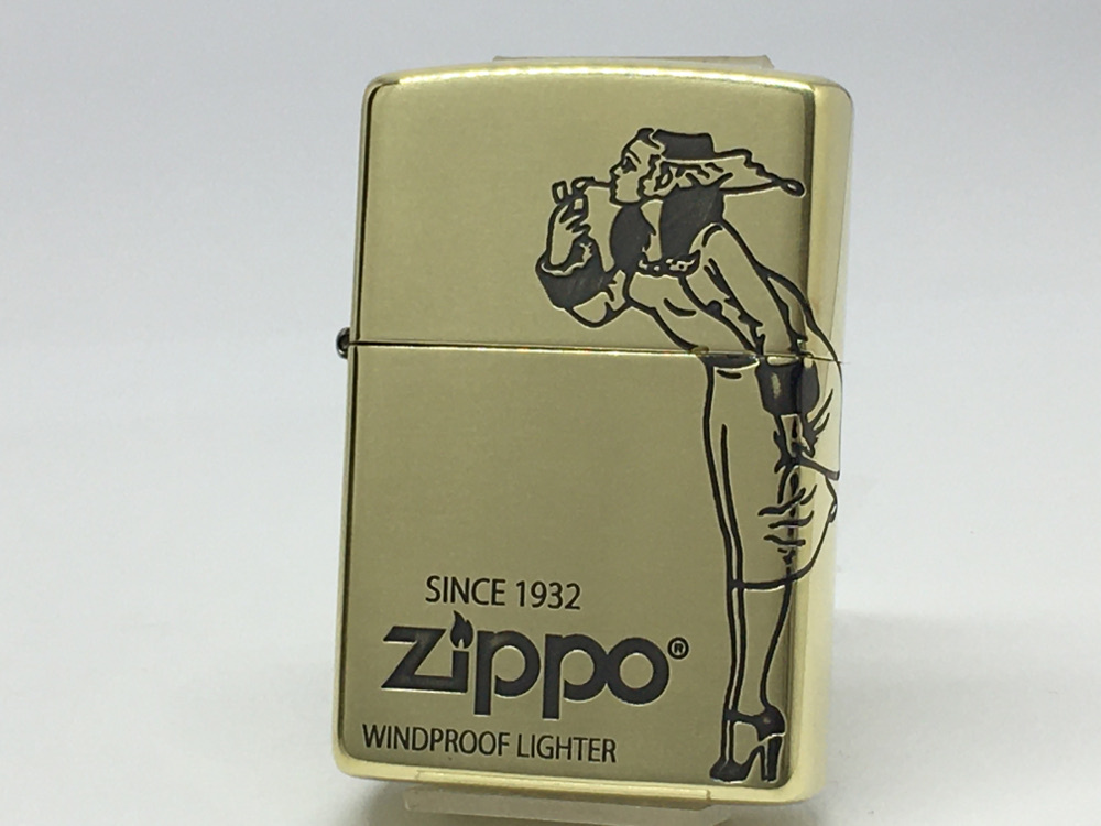送料無料 ZIPPO[ジッポー]オールドデザイン ZIPPO ガール/真鍮メッキ 2BI-WINDY
