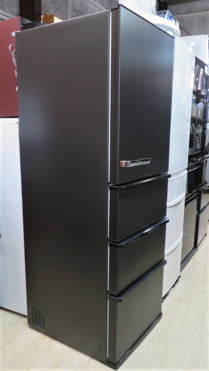 64未使用品【愛知店舗・配送可】 AQUA アクア 自動製氷 ノンフロン冷凍冷蔵庫 AQR-V37M(K) 368L 右開き 4ドア 2022年製 ウッドブラック_画像2