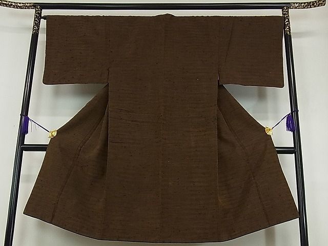 平和屋着物□男性 髭紬 アンサンブル 逸品 茶褐色 色無地 ap1730 一般