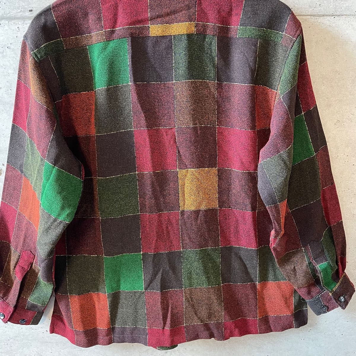アートデザインシャツ 総柄シャツ 古着 レトロ 柄シャツ メンズ チェックシャツ 長袖シャツ