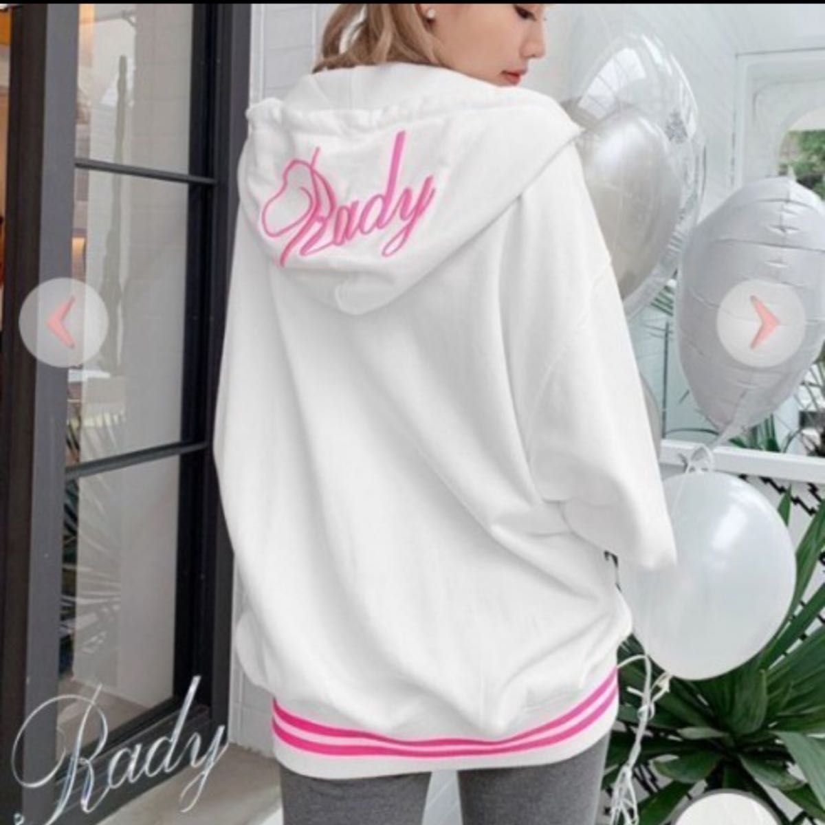 Rady パーカー ジップアップパーカー ロゴ フーディ ホワイト Rady パーカー ジップアップパーカー ロゴ フーディ ホワイト