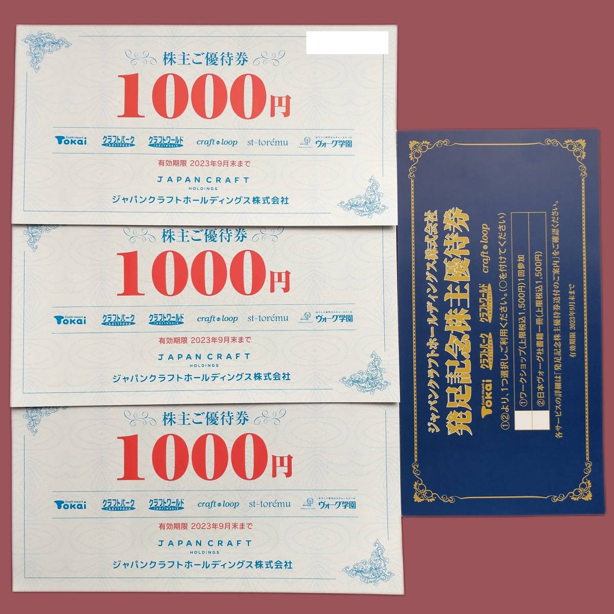 ジャパンクラフトホールディング3000円 ヴォーグ社1500円