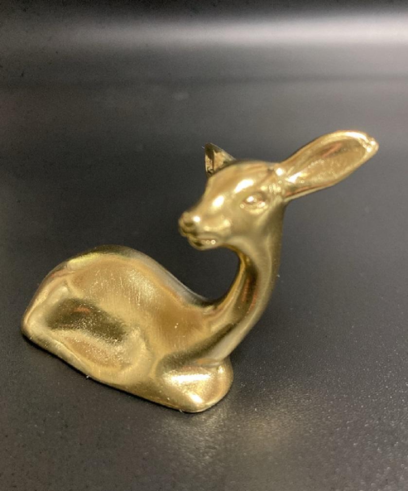 【匿名配送】真鍮 鹿 イエローゴールド 置物 オブジェ かわいい　動物　プレゼント　0-1