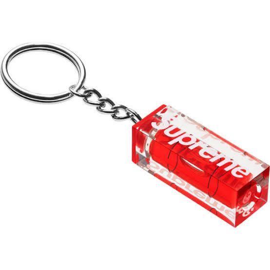 【新品 赤 Level Keychain】 supreme 水平器 キーチェーン キーホルダー カラビナ key chain loop lanyard webbing box logo s north faceの画像1