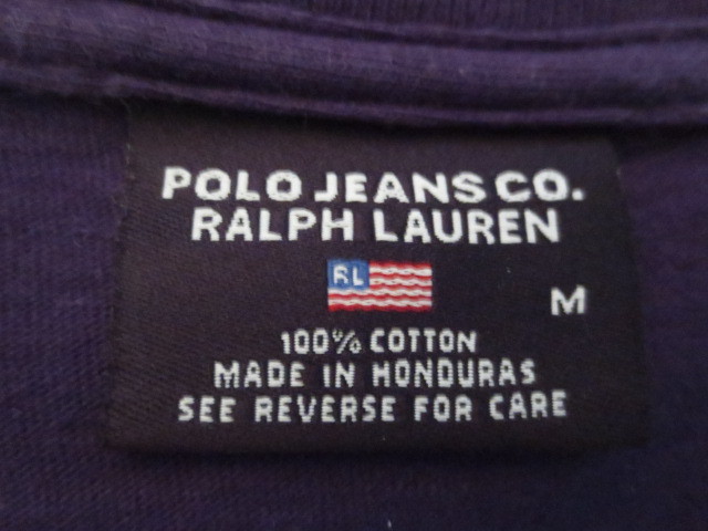 90\'s 00\'s POLO JEANS CO RALPH LAUREN Polo джинсы Ralph Lauren короткий рукав принт футболка темно-синий серия M Bick Silhouette 