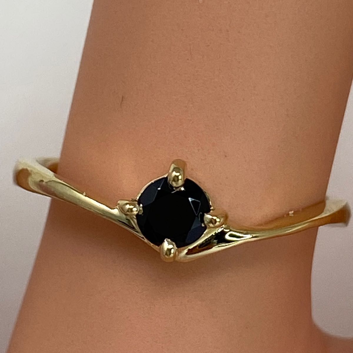 k18YG AU750 18金 天然ブラックダイヤモンド 0.28ct リング 10号