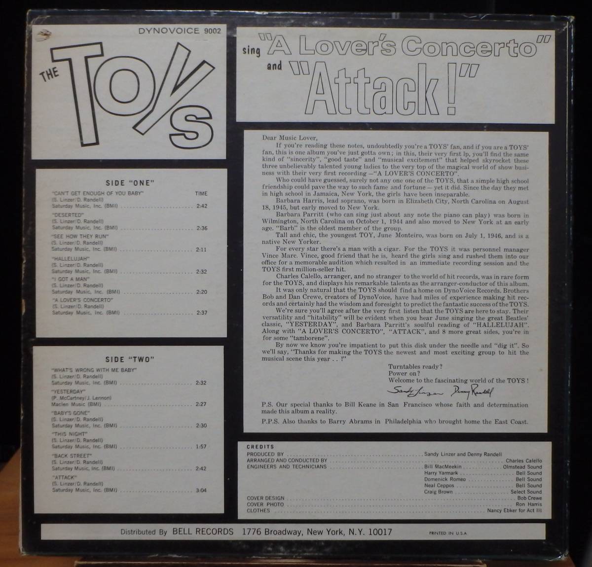 【BW042】THE TOYS「The Toys Sing A Lover's Concerto And Attack」, 66 US mono Original　★ガール・グループ/R&B/ソウル/バラード_画像2