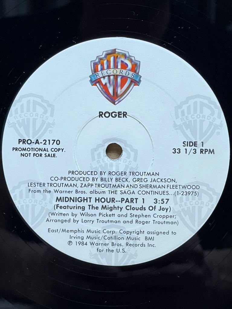 【ZAPP、ROGERのRoger Troutmanプロデュース！！】 Roger - Midnight Hour ,Warner Bros. Records - PRO-A-2170 ,12 ,Promo ,US 1984_画像2