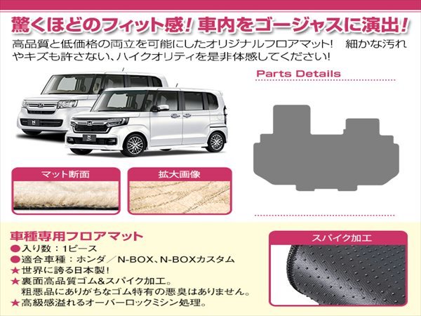 新品 日本製 ホンダ N-BOX Nボックス カスタム JF3 JF4 H29/9～ フロアマット 2列目 1P ベージュ 波柄 汚れ防止 セカンドシート 後部座席_画像2