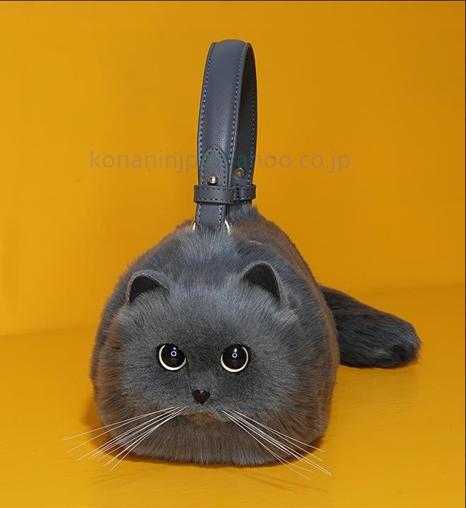 【美品】プレミアム人気商品 猫バッグ ふわふわもこもこ超可愛い猫ショルダーハンドバッグ 化粧品 コスメケース おしゃれ小物入れ