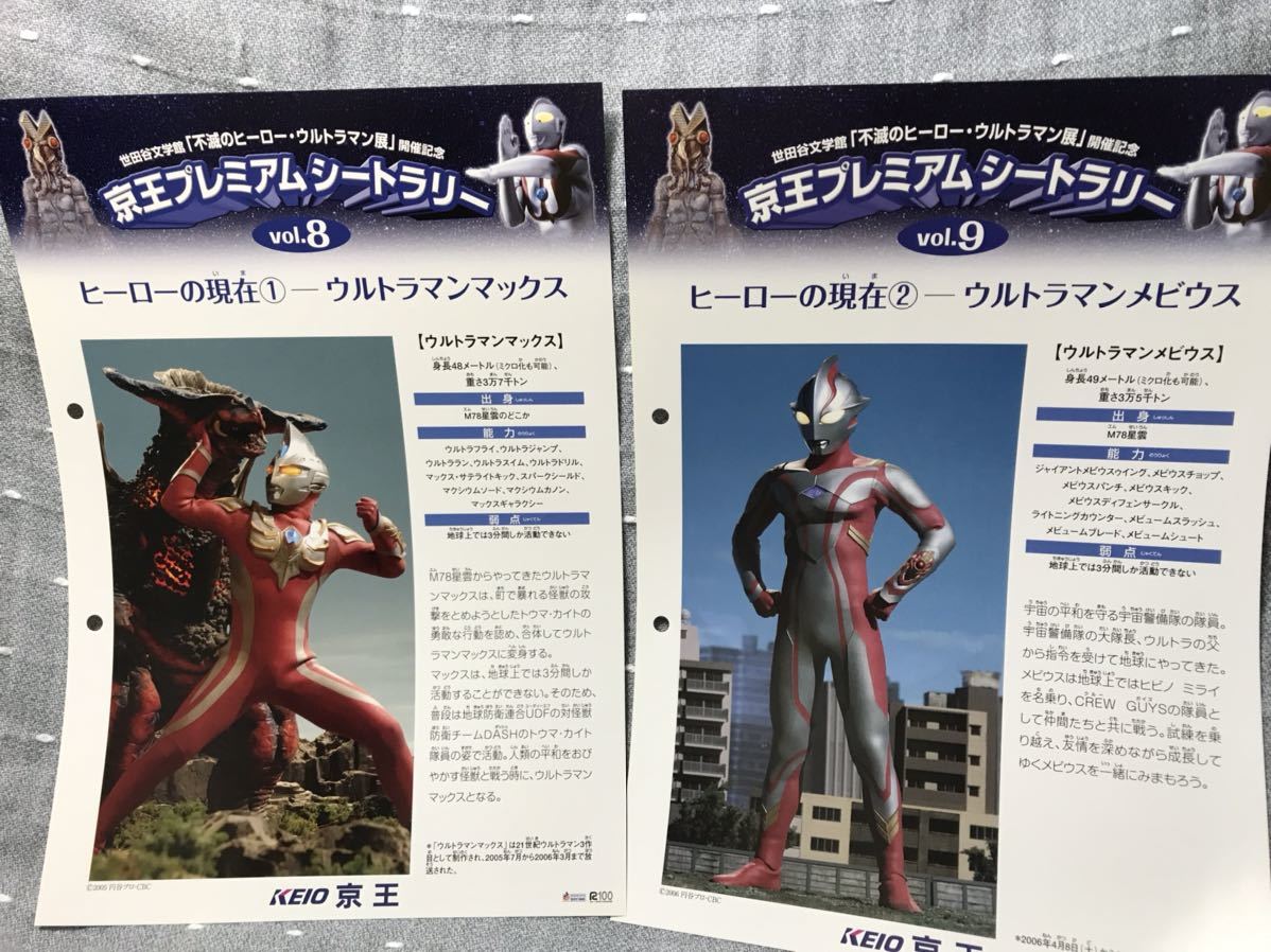 京王未使用品 プレミアムシートラリー 2006年7月～9月 不滅のヒーロー ウルトラマン展 記念ファイル & プレミアムシート 9枚 他 フルコンプ