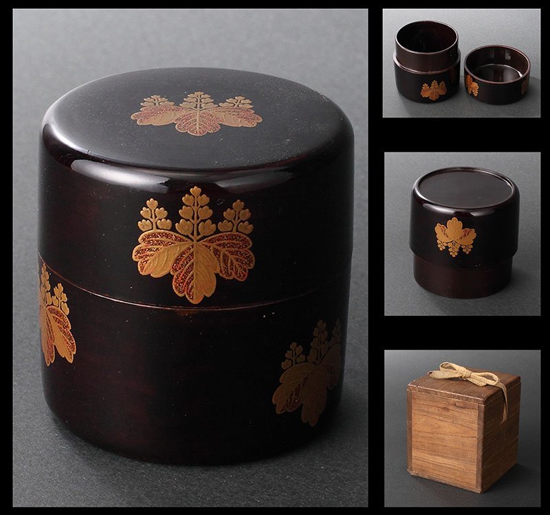 最大5万円OFFクーポン! 茶道具 越前塗師 中出松峰作 遠山桜蒔絵 桜皮