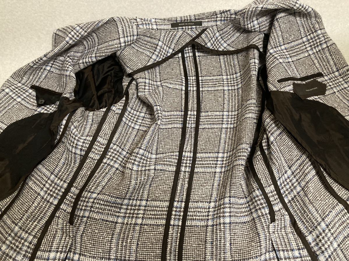 新品 タリアトーレ(伊) 春夏ジャケット 茶系大柄グレンチェック 52