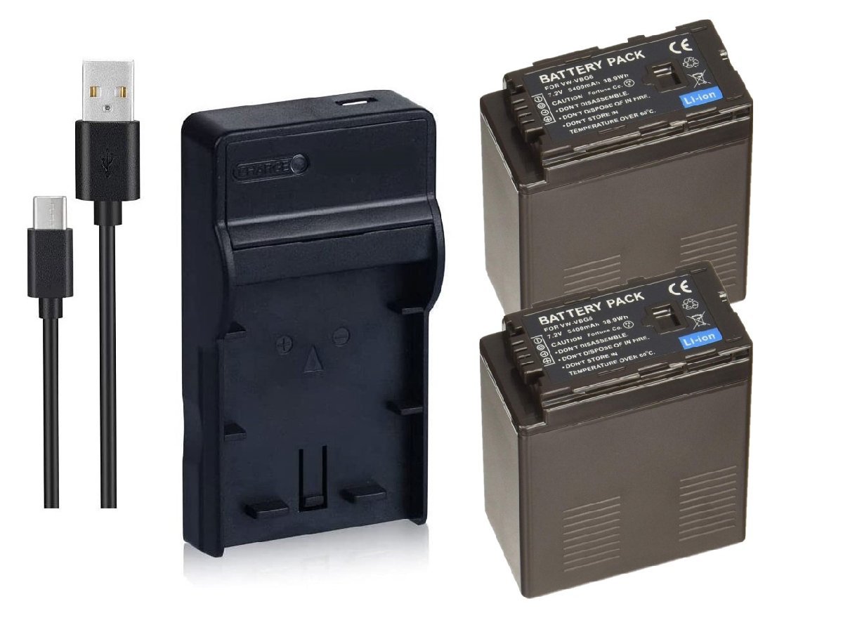 USB充電器+バッテリー2個セット DC61 + Panasonic VW-VBG6 互換