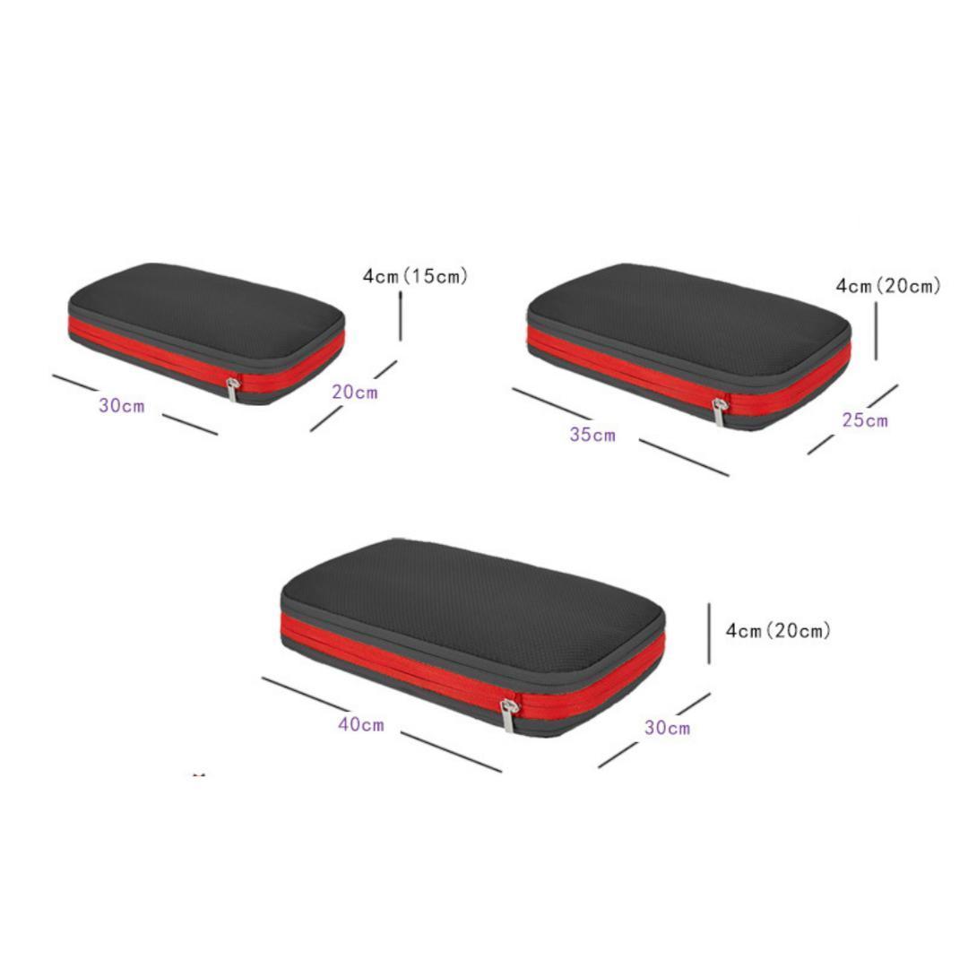 3点セット 圧縮 トラベルポーチ ブラック 旅行 収納 ファスナー付き_画像3