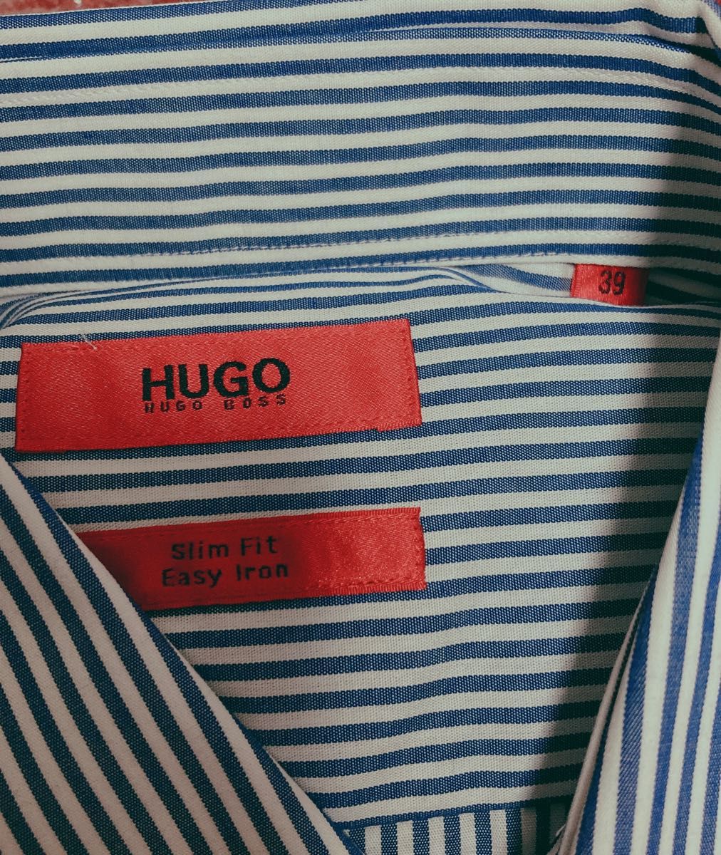HUGO BOSS ヒューゴ ボス ストライプ 長袖 未使用タグ付 メンズ トップス Yシャツ ワイシャツ ネイビー 39