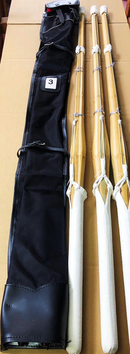  new goods super-discount kendo bamboo sword fencing stick sack black color 3 pcs insertion . reverse side .. cord attaching 