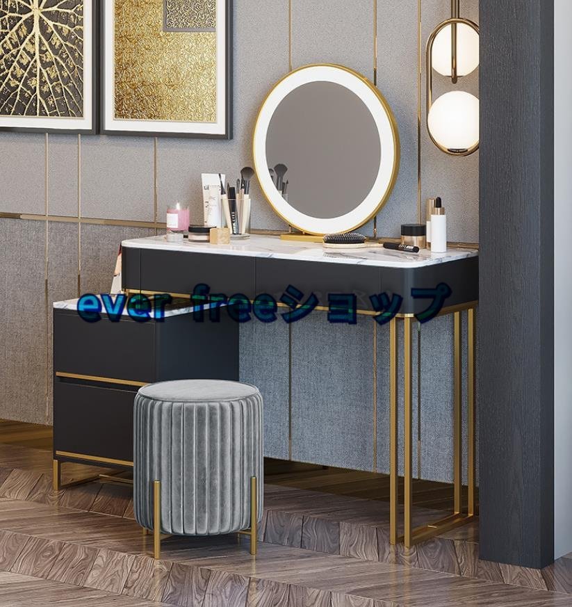  super-gorgeous * LED light Touch type switch attaching dresser * natural. marble * metal frame * dresser & stool & mirror set *3 сolor selection possibility 