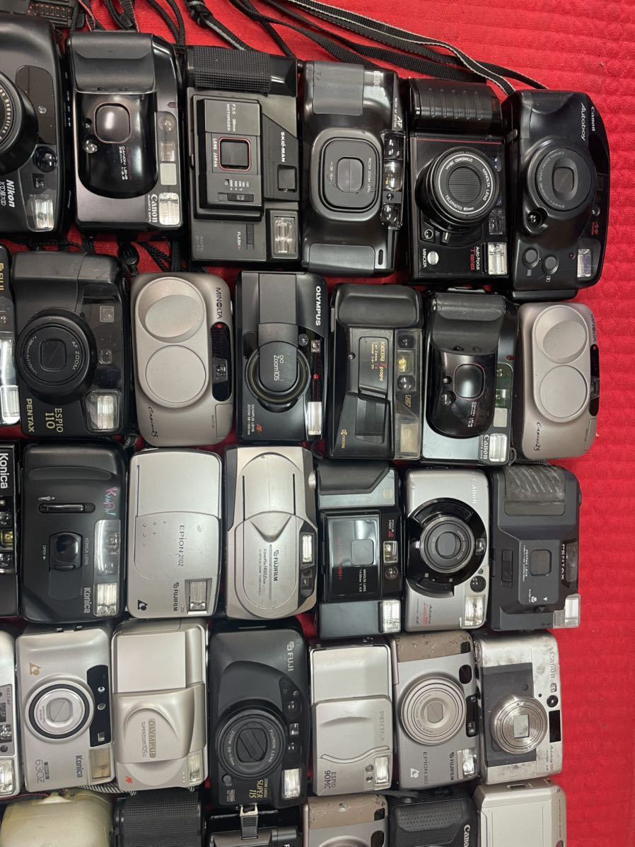 うございま】 Nikon OLYMPUS Canon FUJIFILM FUJI CHINON MINOLTA RICOH CASIO Konica  PENTAX フィルムカメラ まとめ85台 大量セット ジャンク にてご