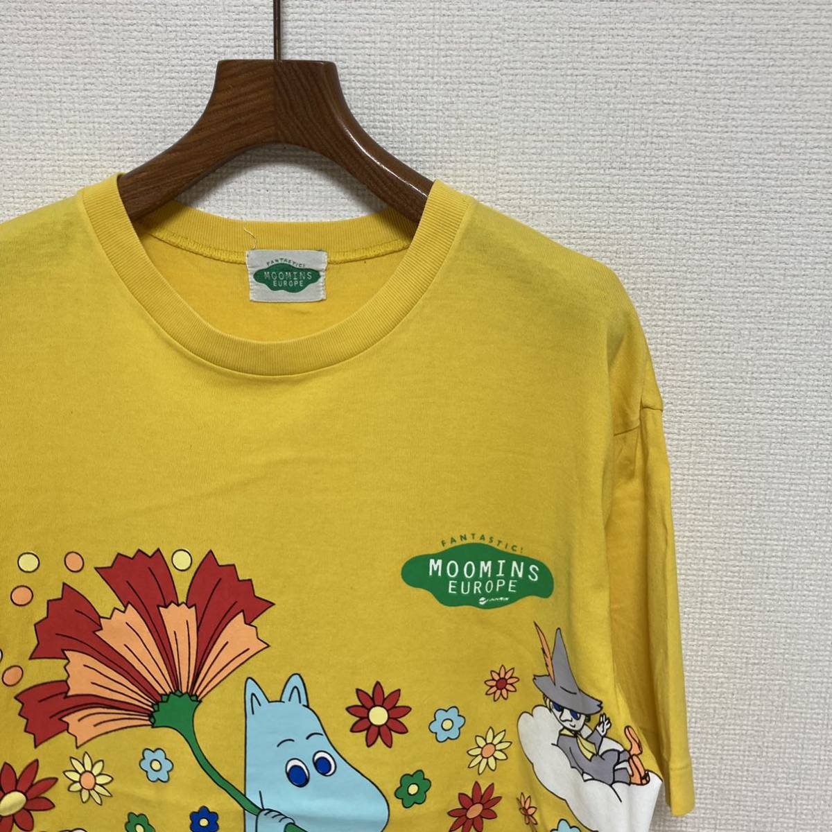 90s Vintage 非売品■MOOMIN ムーミン■フィンエアー Tシャツ フリーサイズ イエロー ミー　ムーミンパパ スナフキン ミー Finnair 限定品_画像3